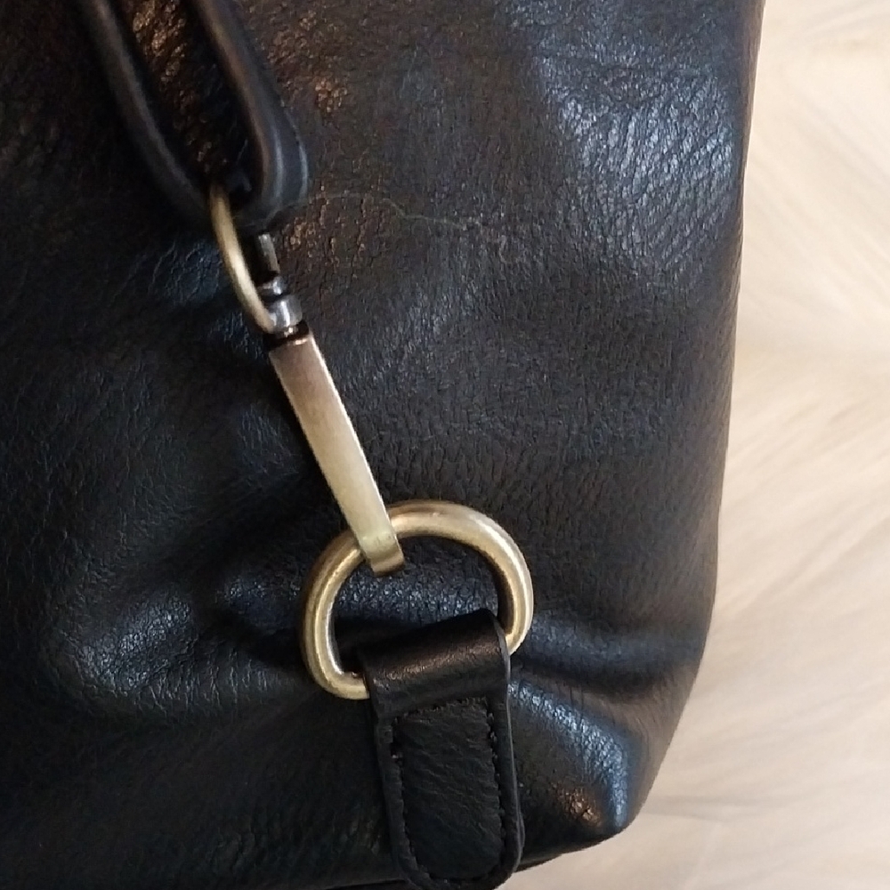 Antik Kraft Black Leather Backpack with Gold Accents - Picture 6 of 16